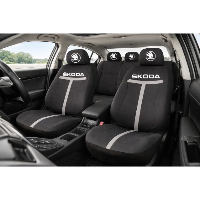 Set Huse Scaune Universale HLX1 Compatibile cu Skoda NOU – Negru/Gri