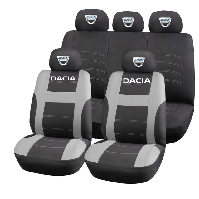 Set Huse Scaune Universale HLX2 Compatibile cu Dacia – Negru/Gri