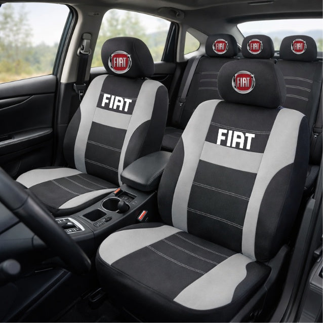 Set Huse Scaune Universale HLX2 Compatibile cu Fiat – Negru/Gri