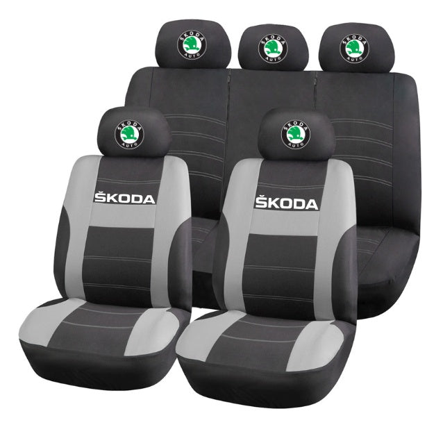 Set Huse Scaune Universale HLX2 Compatibile cu Skoda – Negru/Gri