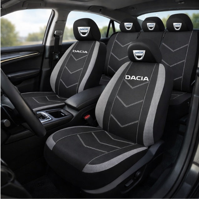Set Huse Scaune Universale HLX3 Compatibile cu Dacia – Negru/Gri