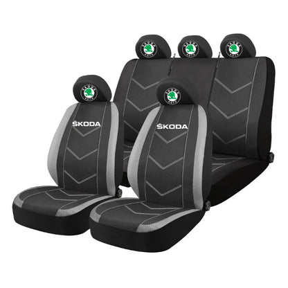 Set Huse Scaune Universale HLX3 Compatibile cu Skoda – Negru/Gri
