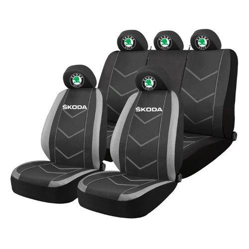Set Huse Scaune Universale HLX3 Compatibile cu Skoda – Negru/Gri