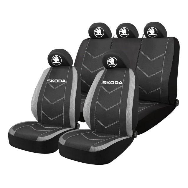 Set Huse Scaune Universale HLX3 Compatibile cu Skoda NOU – Negru/Gri