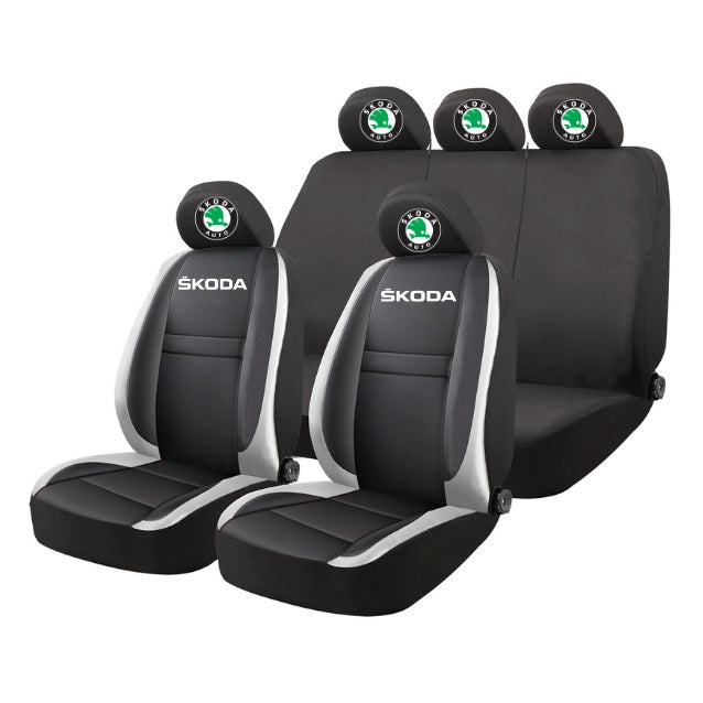 Set Huse Scaune Universale HLX4 Compatibile cu Skoda – Negru/Gri