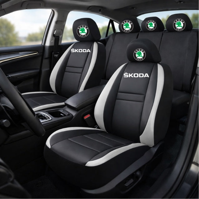 Set Huse Scaune Universale HLX4 Compatibile cu Skoda – Negru/Gri