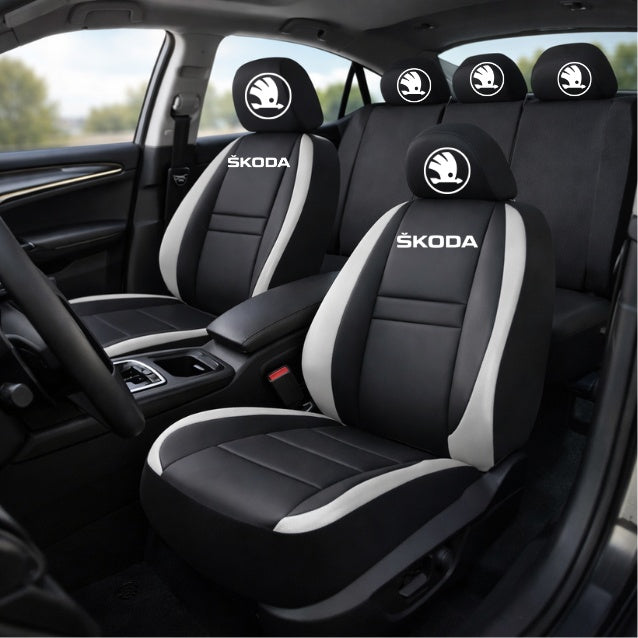 Set Huse Scaune Universale HLX4 Compatibile cu Skoda NOU – Negru/Gri