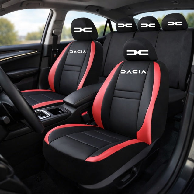 Set Huse Scaune Universale HLX5 Compatibile cu Dacia Nou – Negru/Rosu
