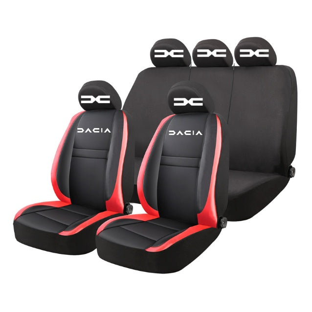 Set Huse Scaune Universale HLX5 Compatibile cu Dacia Nou – Negru/Rosu