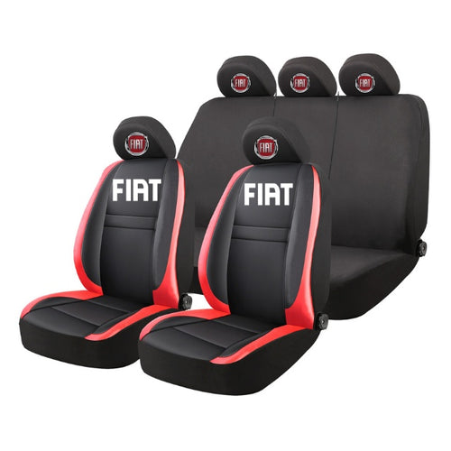Set Huse Scaune Universale HLX5 Compatibile cu Fiat – Negru/Rosu