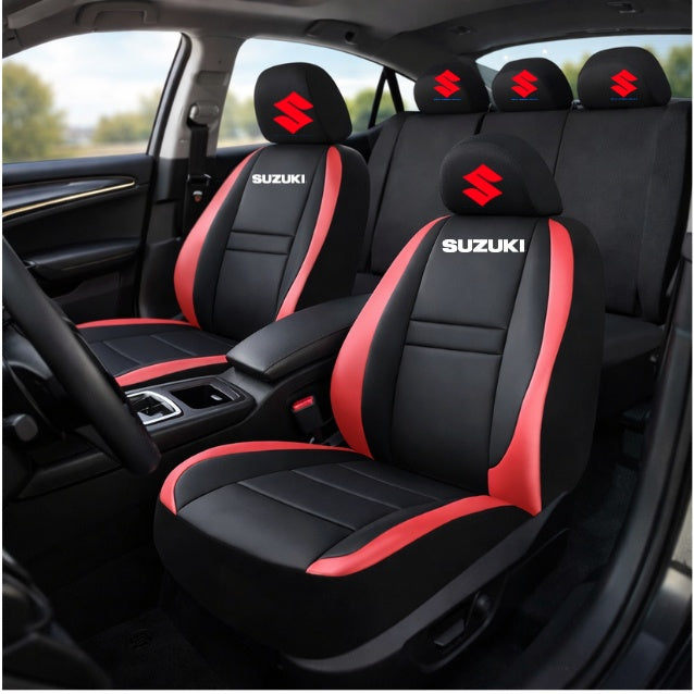 Set Huse Scaune Universale HLX5 Compatibile cu Suzuki – Negru/Rosu