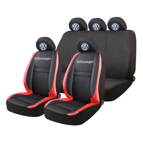 Set Huse Scaune Universale HLX5 Compatibile cu Volkseagen – Negru/Rosu