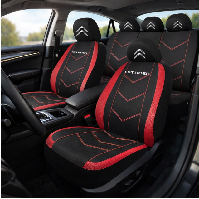 Set Huse Scaune Universale HLX6 Compatibile cu Citroen – Negru/Rosu