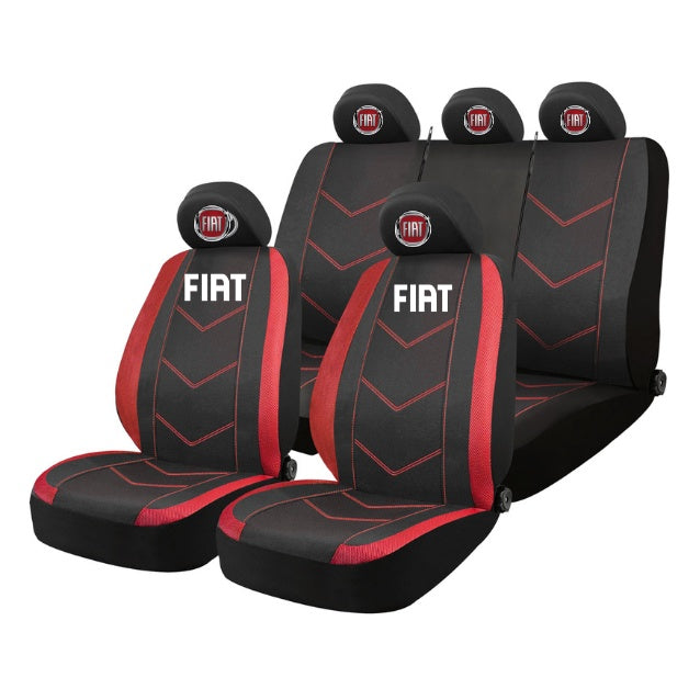Set Huse Scaune Universale HLX6 Compatibile cu Fiat – Negru/Rosu