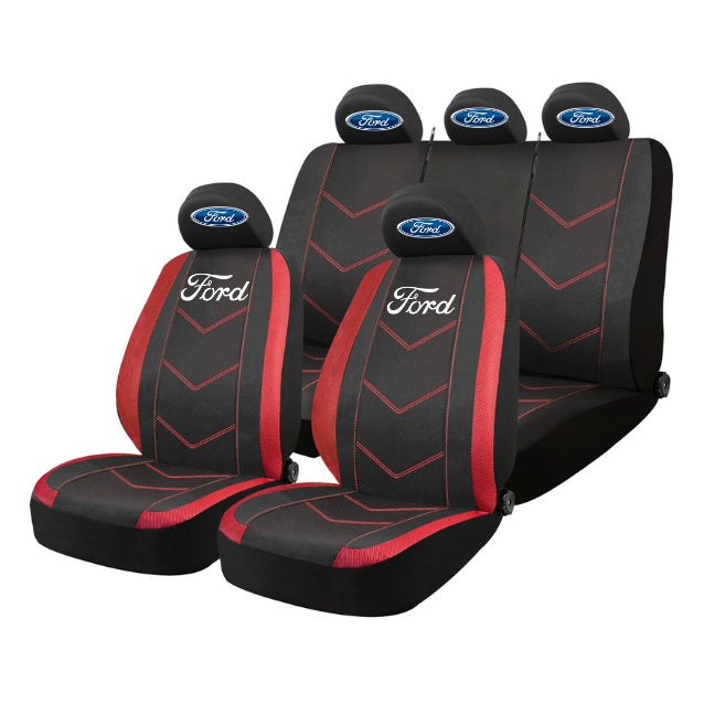 Set Huse Scaune Universale HLX6 Compatibile cu Ford – Negru/Rosu