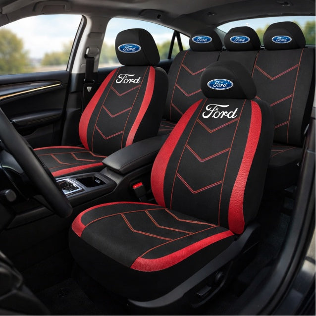 Set Huse Scaune Universale HLX6 Compatibile cu Ford – Negru/Rosu