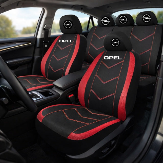 Set Huse Scaune Universale HLX6 Compatibile cu Opel – Negru/Rosu