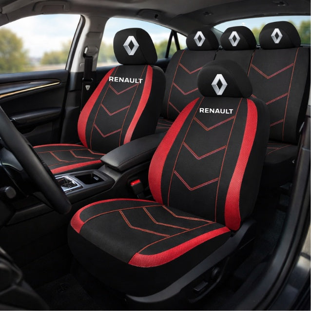 Set Huse Scaune Universale HLX6 Compatibile cu Renault – Negru/Rosu
