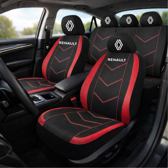 Set Huse Scaune Universale HLX6 Compatibile cu Renault Nou – Negru/Rosu