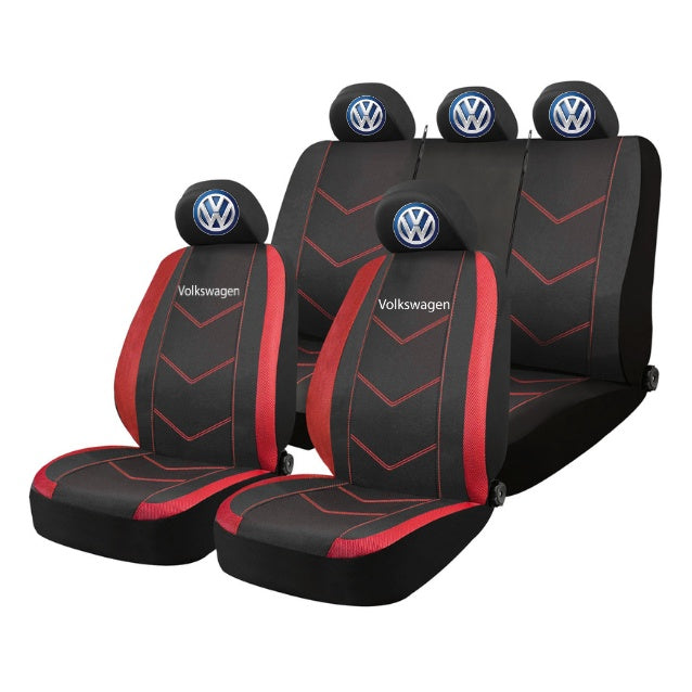 Set Huse Scaune Universale HLX6 Compatibile cu Volkseagen – Negru/Rosu