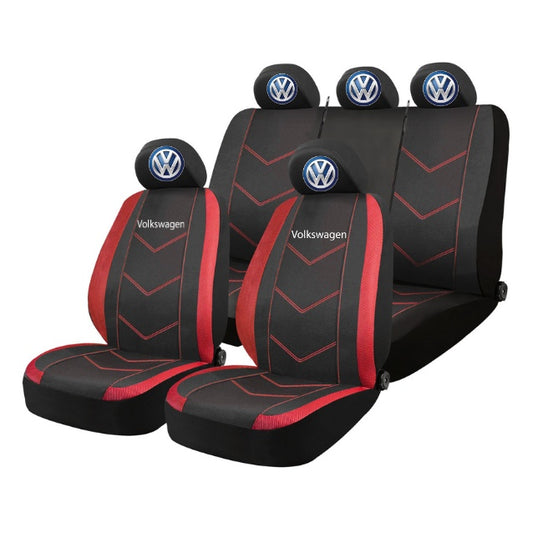 Set Huse Scaune Universale HLX6 Compatibile cu Volkseagen – Negru/Rosu