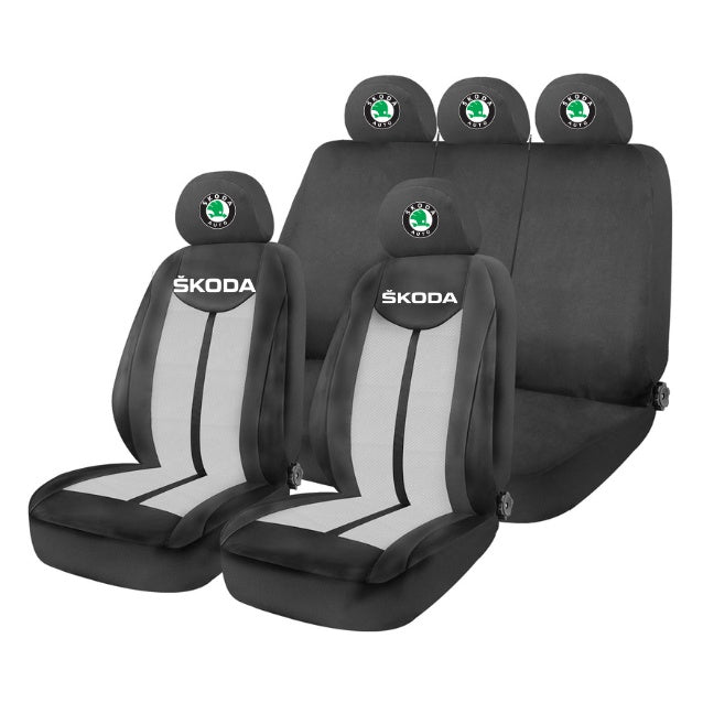 Set Huse Scaune Universale HLX7 Compatibile cu Skoda – Negru/Gri