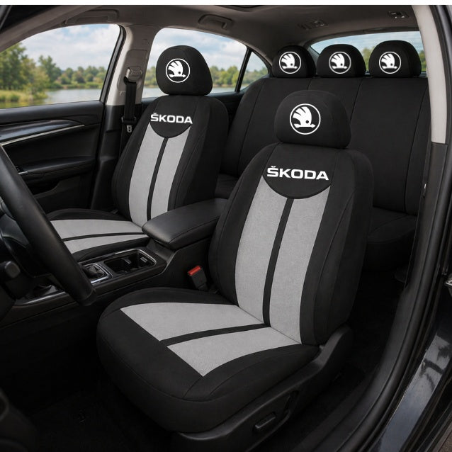 Set Huse Scaune Universale HLX7 Compatibile cu Skoda Nou – Negru/Gri