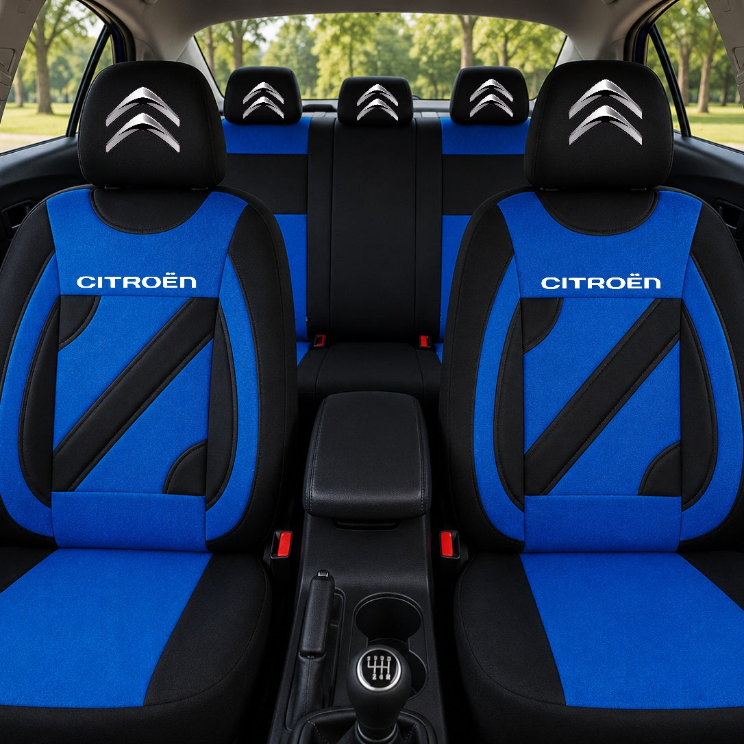 Set Huse Scaune Universale Nero Albastru Personalizate cu Citroen
