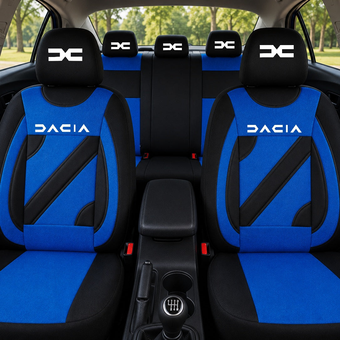 Set Huse Scaune Universale Nero Albastru Personalizate cu Dacia Nou