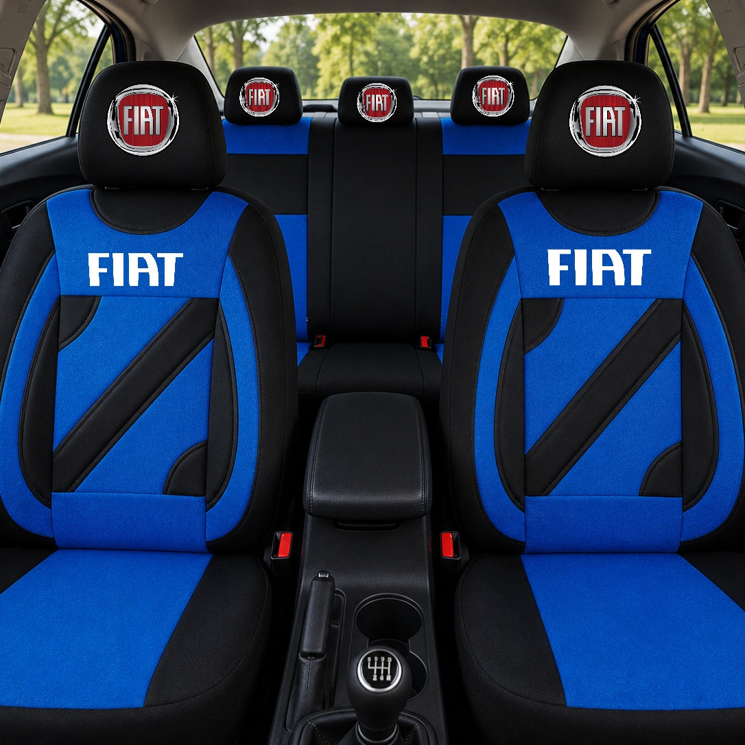 Set Huse Scaune Universale Nero Albastru Personalizate cu Fiat