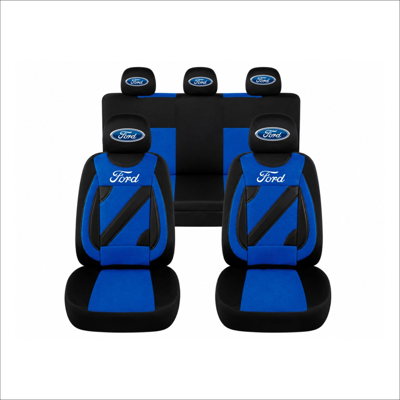 Set Huse Scaune Universale Nero Albastru Personalizate cu Ford