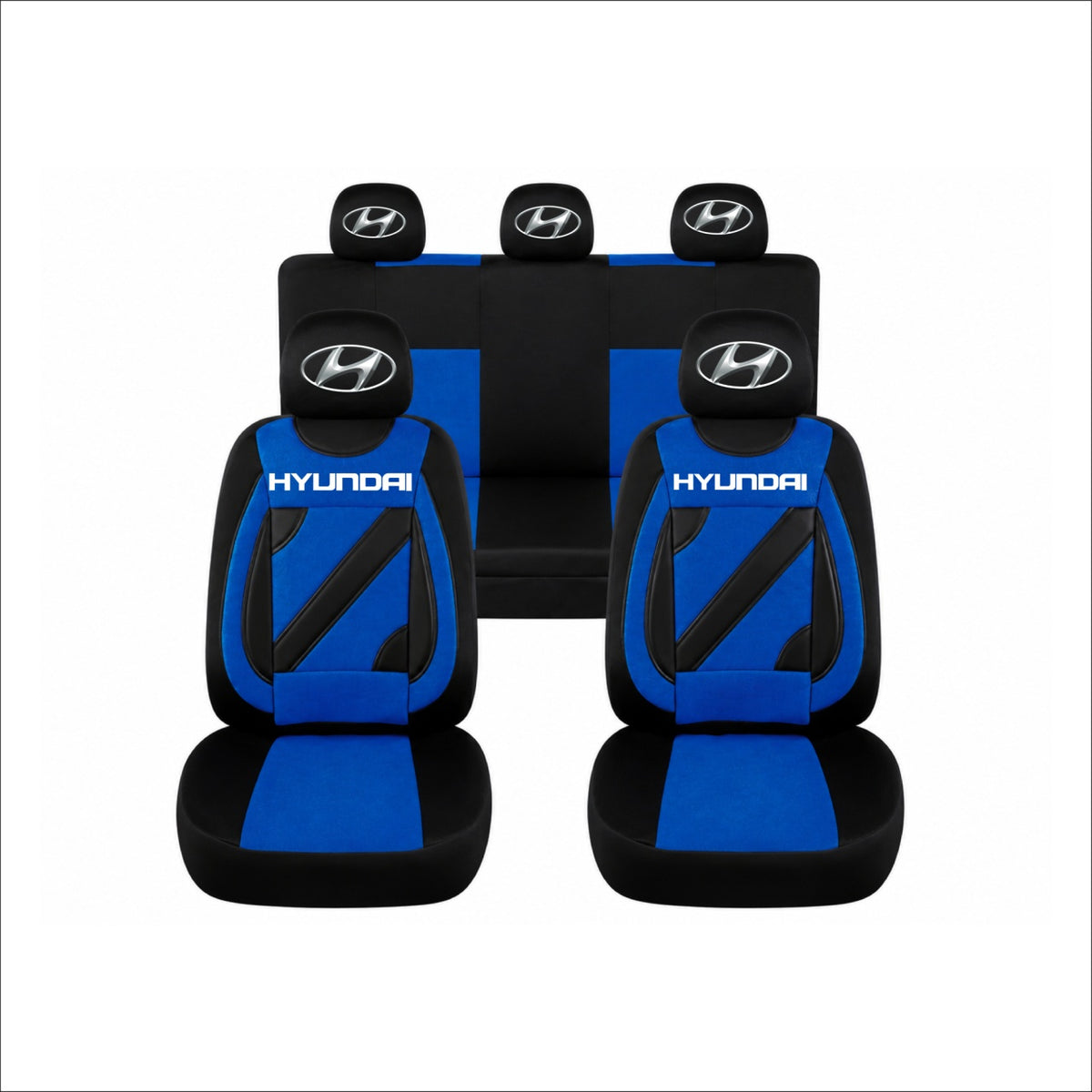 Set Huse Scaune Universale Nero Albastru Personalizate cu Hyundai