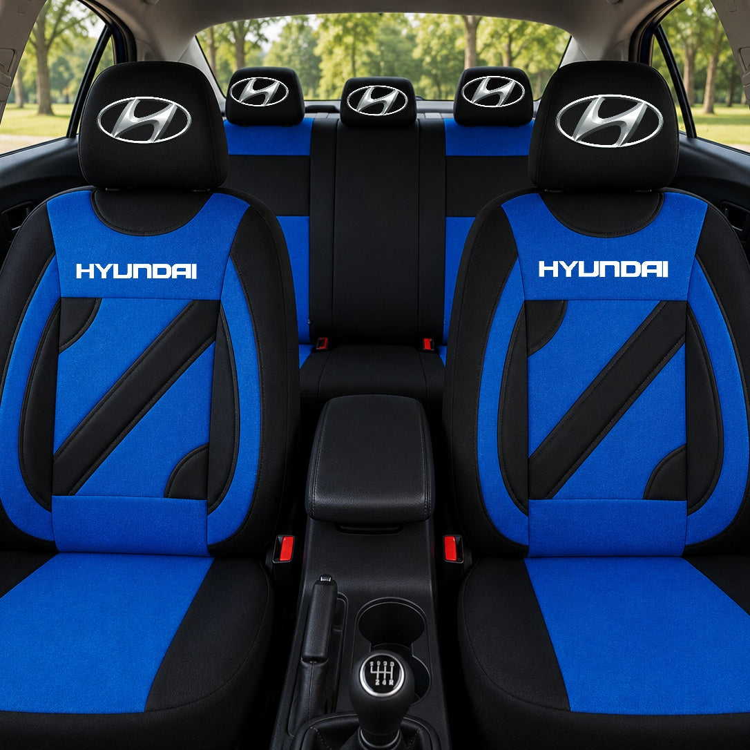 Set Huse Scaune Universale Nero Albastru Personalizate cu Hyundai