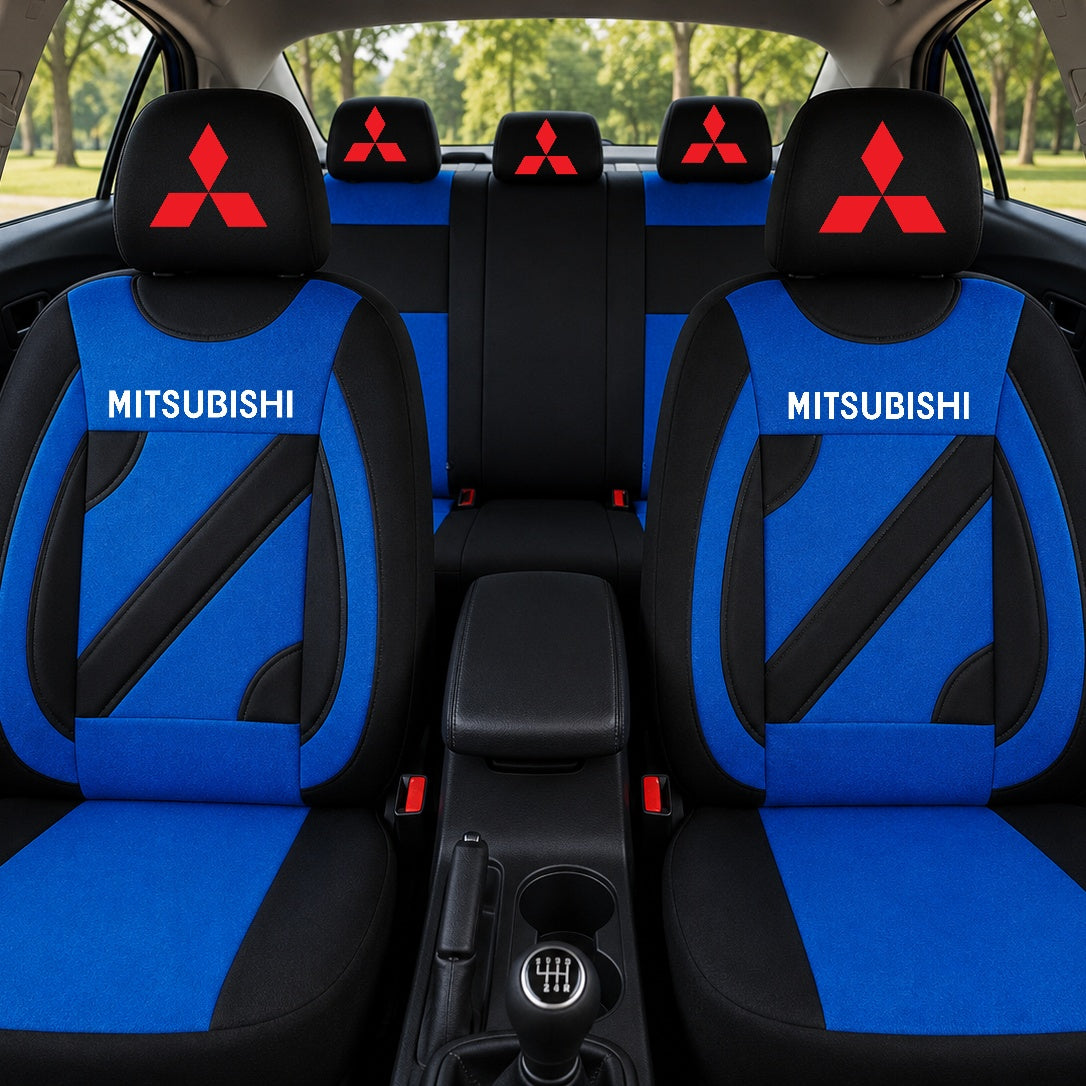 Set Huse Scaune Universale Nero Albastru Personalizate cu Mitsubishi