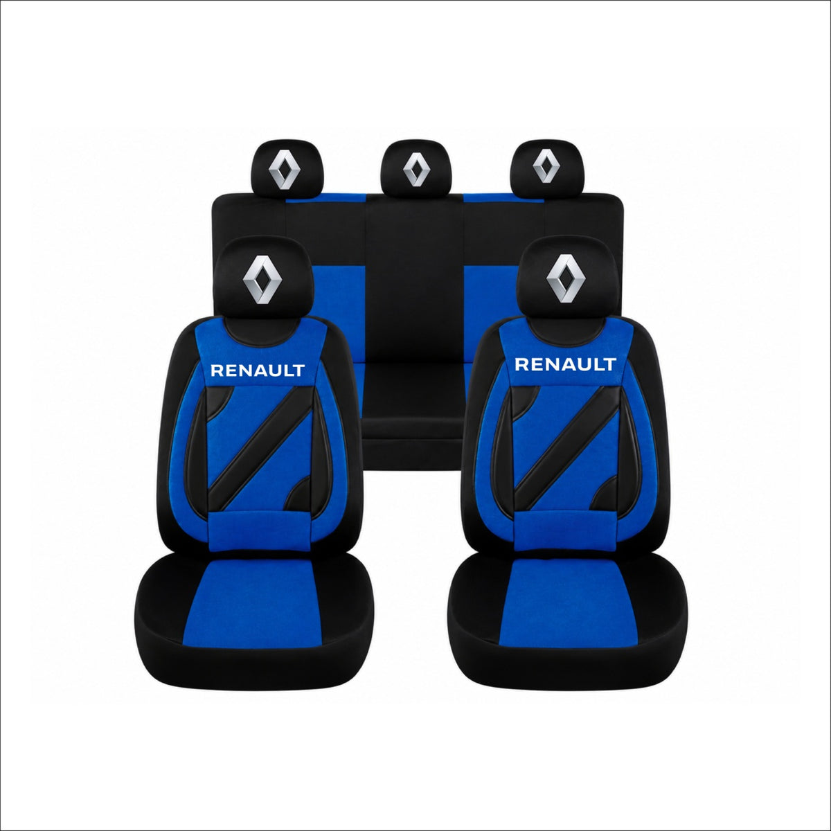 Set Huse Scaune Universale Nero Albastru Personalizate cu Renault