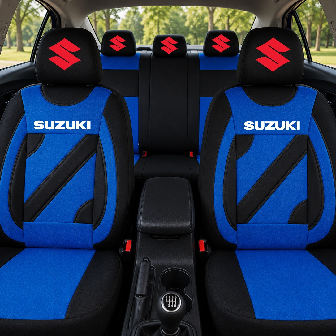 Set Huse Scaune Universale Nero Albastru Personalizate cu Suzuki