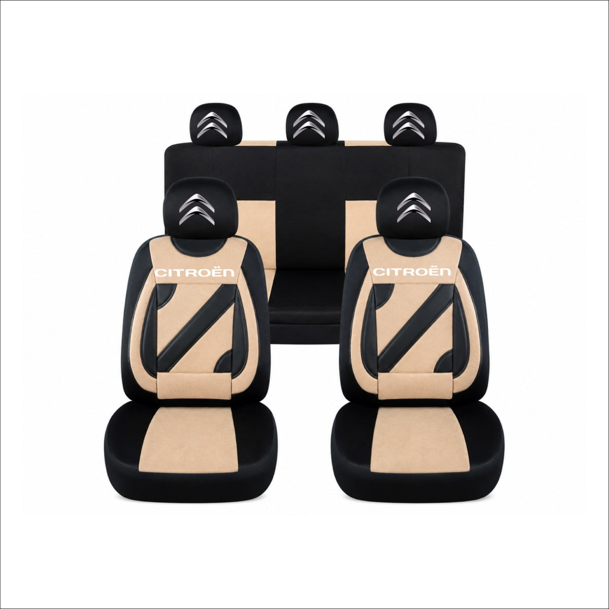 Set Huse Scaune Universale Nero Crem Personalizate cu Citroen