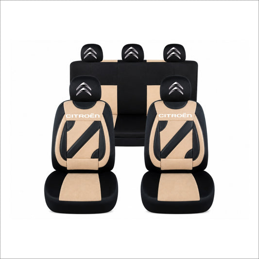 Set Huse Scaune Universale Nero Crem Personalizate cu Citroen