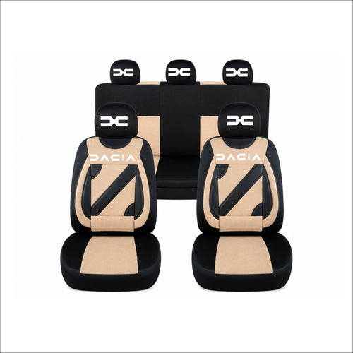 Set Huse Scaune Universale Nero Crem Personalizate cu Dacia Nou