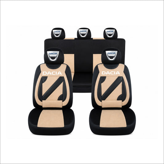 Set Huse Scaune Universale Nero Crem Personalizate cu Dacia