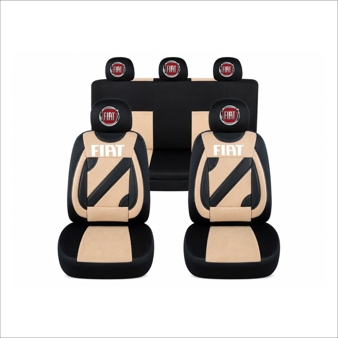 Set Huse Scaune Universale Nero Crem Personalizate cu Fiat