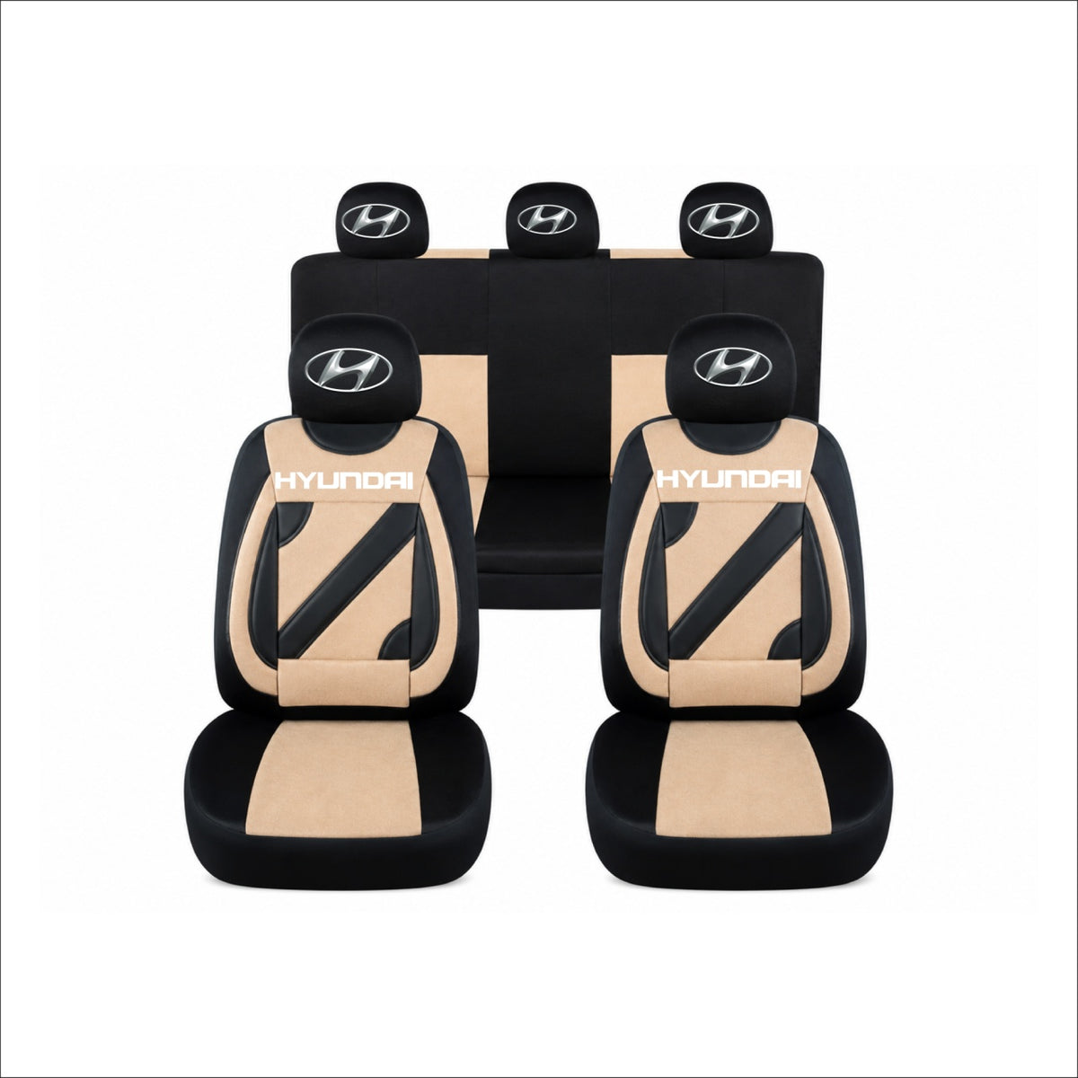 Set Huse Scaune Universale Nero Crem Personalizate cu Hyundai