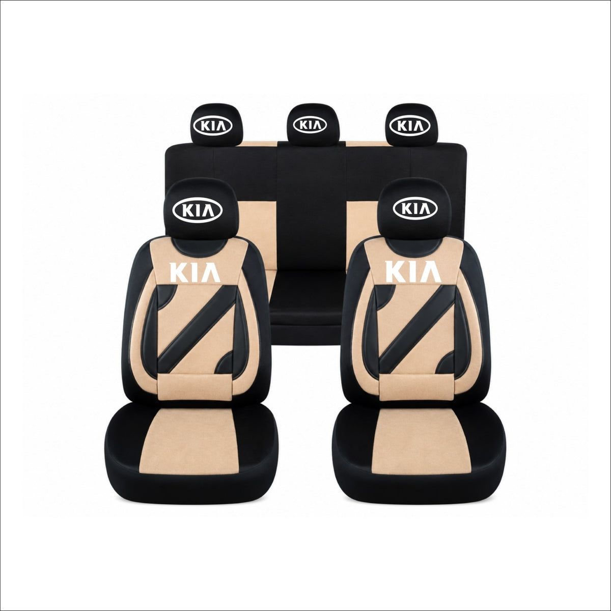 Set Huse Scaune Universale Nero Crem Personalizate cu Kia