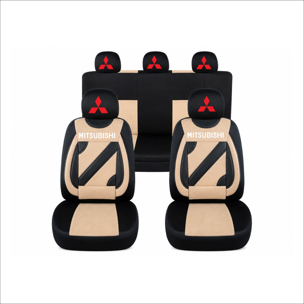 Set Huse Scaune Universale Nero Crem Personalizate cu Mitsubishi