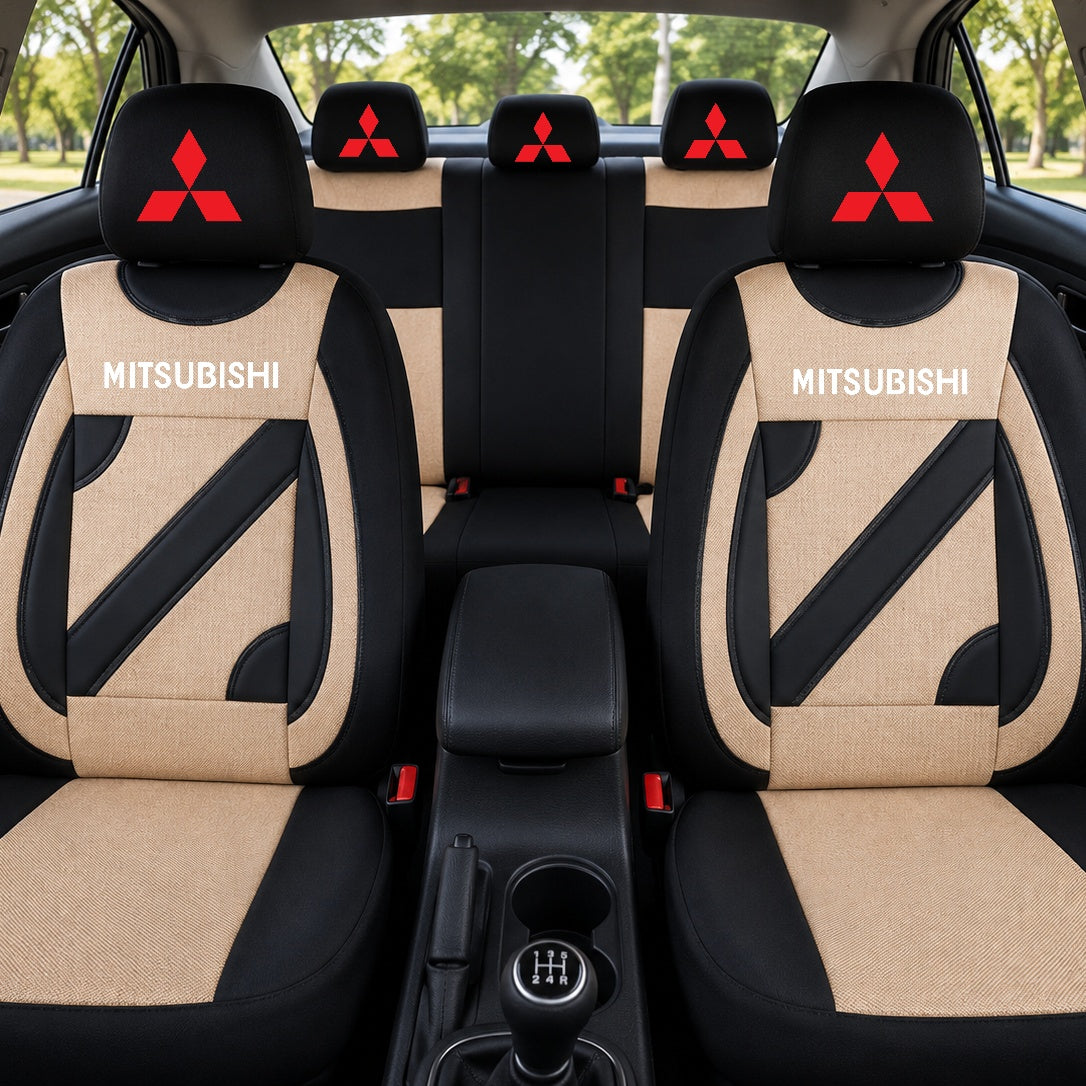 Set Huse Scaune Universale Nero Crem Personalizate cu Mitsubishi
