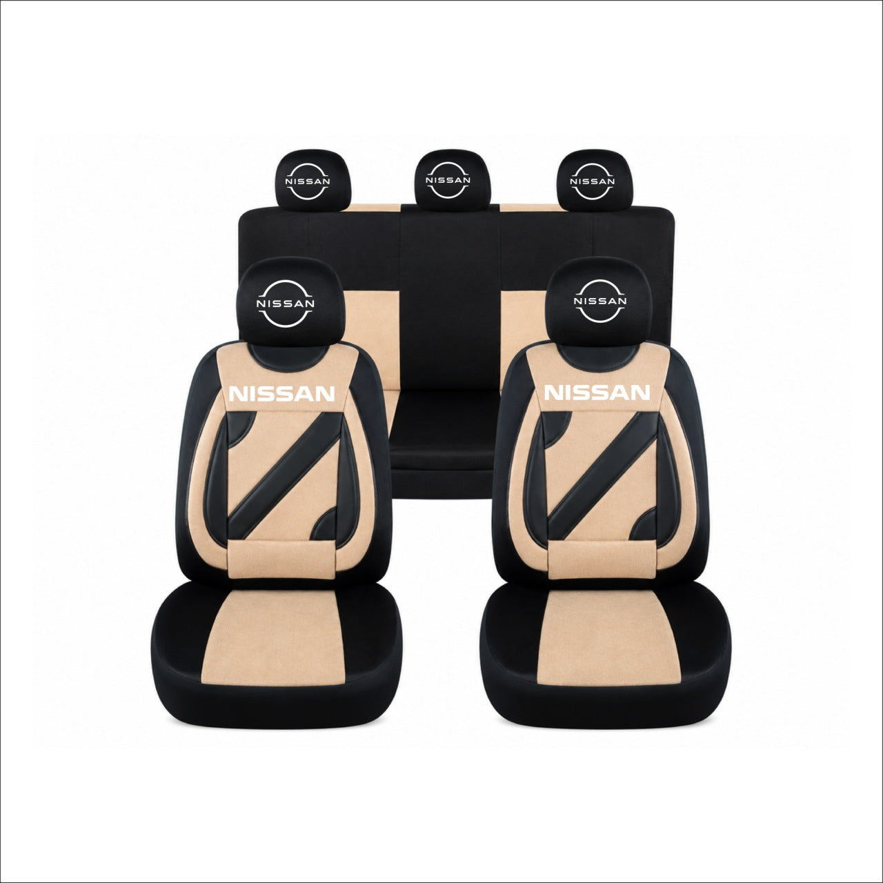 Set Huse Scaune Universale Nero Crem Personalizate cu Nissan Nou