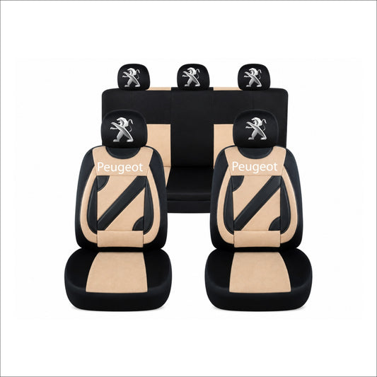 Set Huse Scaune Universale Nero Crem Personalizate cu Peugeot