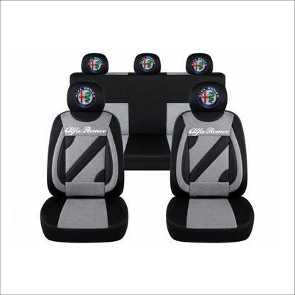 Set Huse Scaune Universale Nero Gri Personalizate cu Alfa Romeo