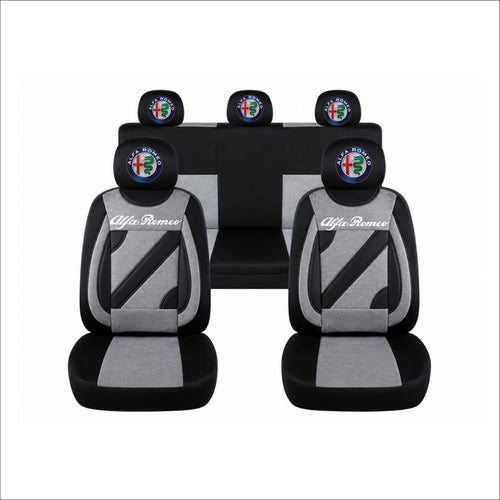 Set Huse Scaune Universale Nero Gri Personalizate cu Alfa Romeo