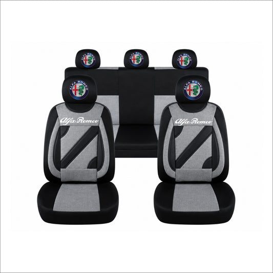 Set Huse Scaune Universale Nero Gri Personalizate cu Alfa Romeo